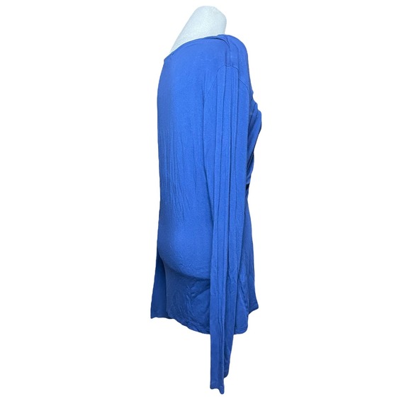 Boden Women's Long Sleeve Twist Front Top Blue Slinky Blouse Sz 14 Stretchy - Picture 6 of 8